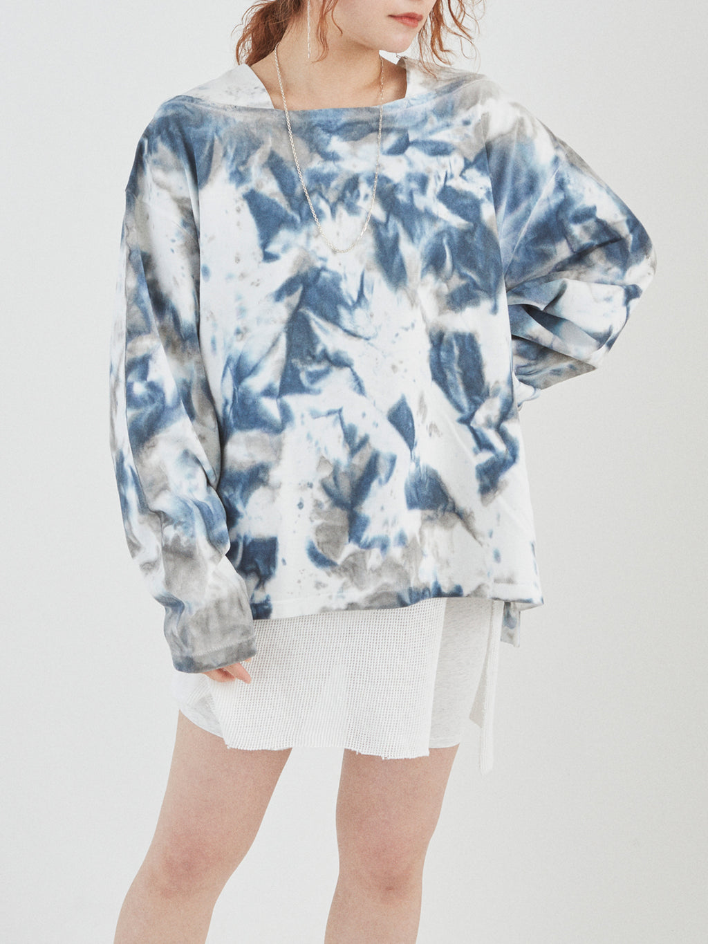 BAGGY BOAT L/S TEE COTTON JERSEY w/ TIE DYE AM-C0209 Blue