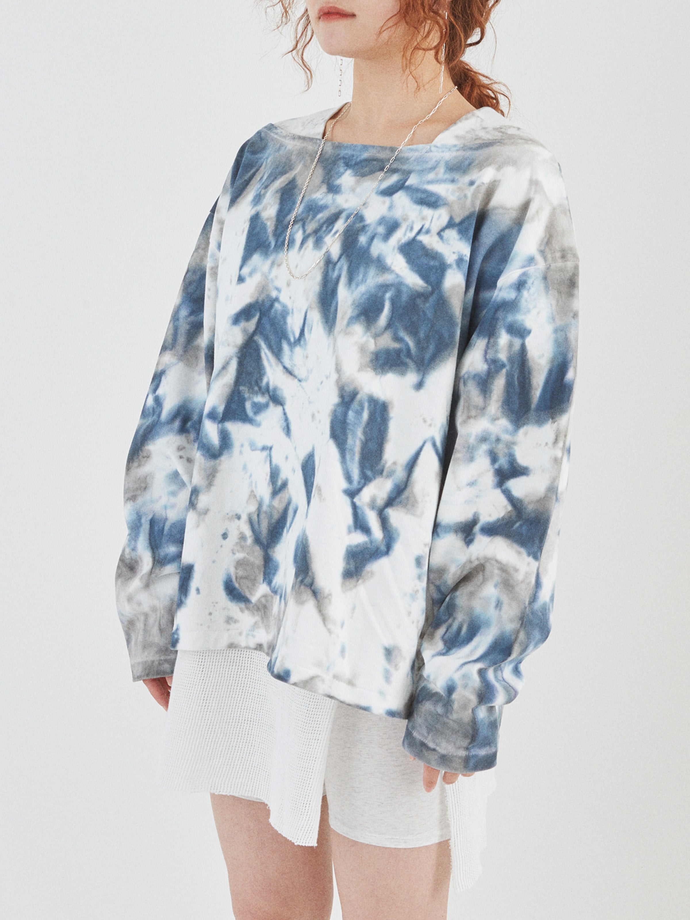 BAGGY BOAT L/S TEE COTTON JERSEY w/ TIE DYE AM-C0209 Blue