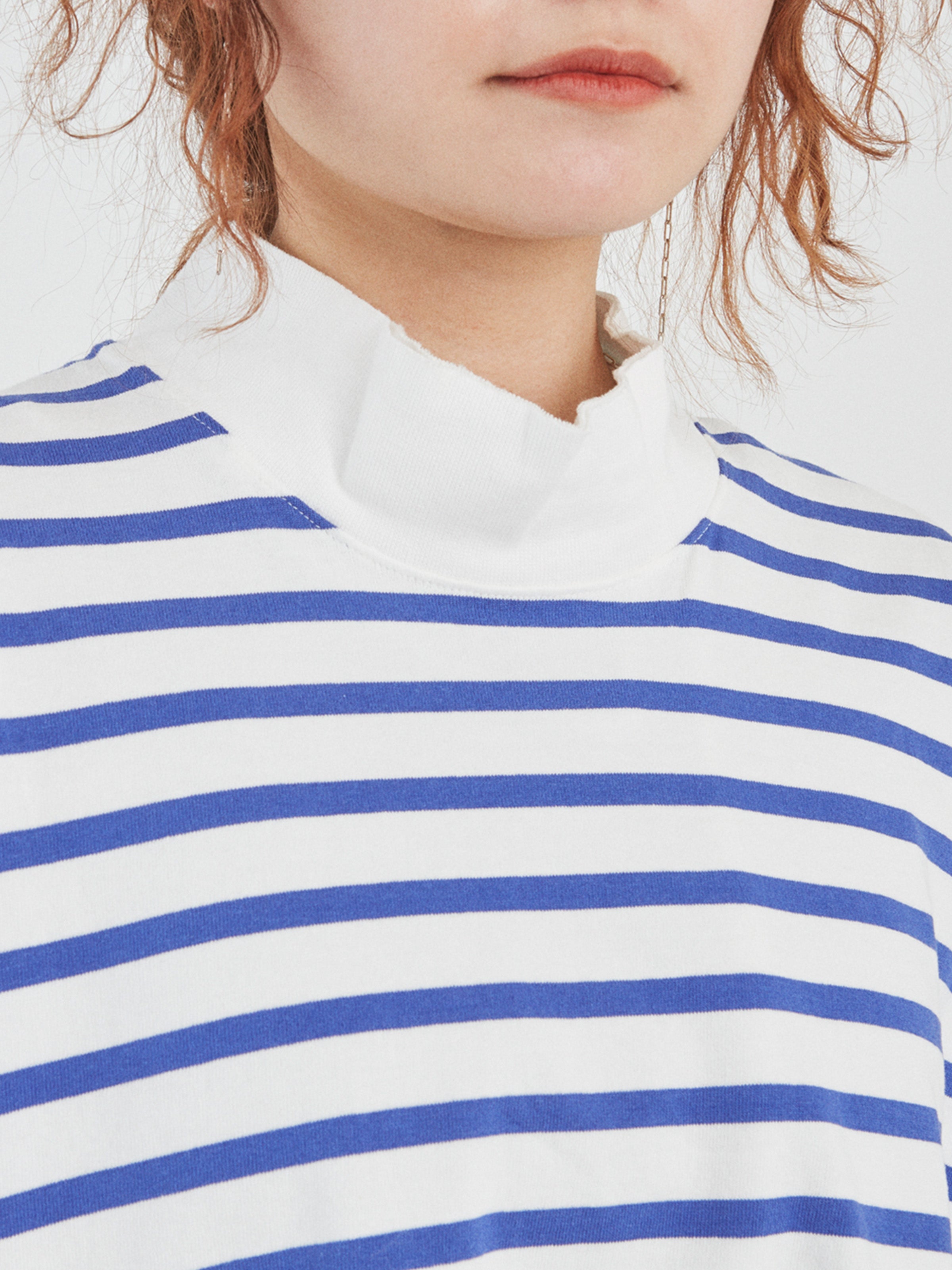 BAGGY N/S TEE COTTON BORDER JERSEY AM-C0204 White/Blue