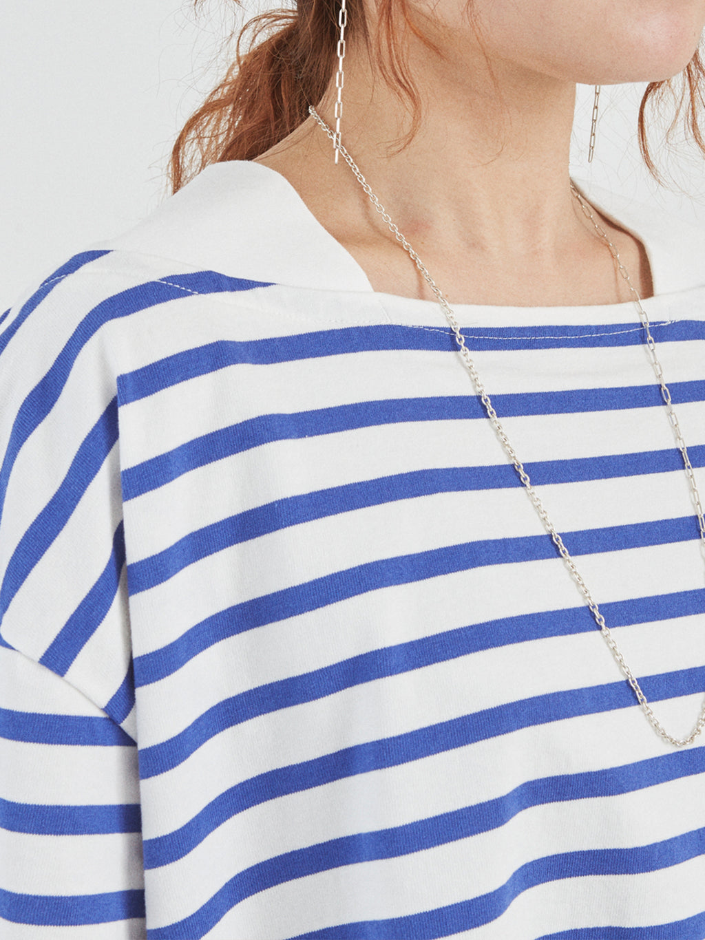 BAGGY BOAT S/S TEE COTTON BORDER JERSEY AM-C0202 White/Blue