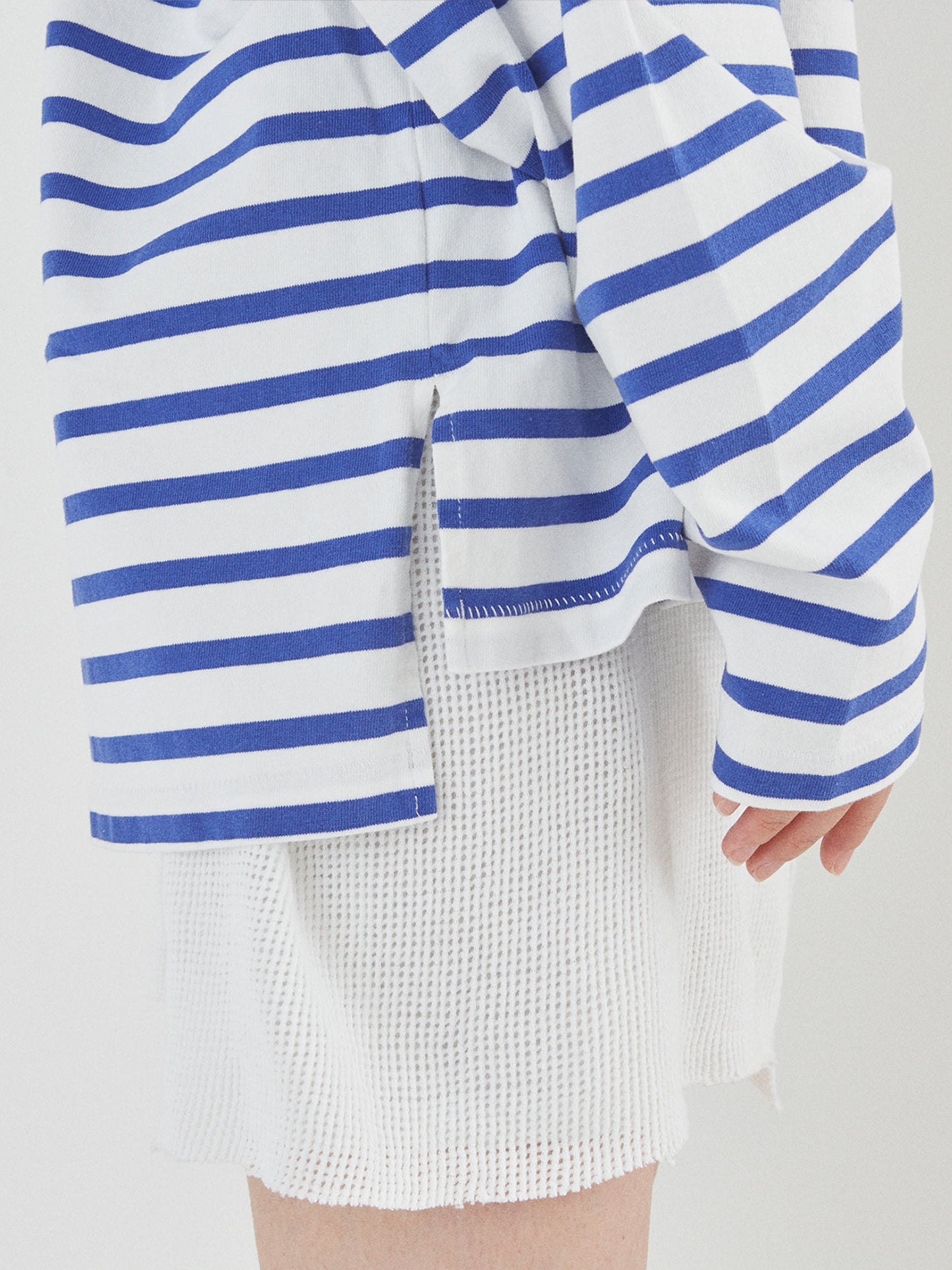 BAGGY BOAT L/S TEE COTTON BORDER JERSEY AM-C0201 White/Blue