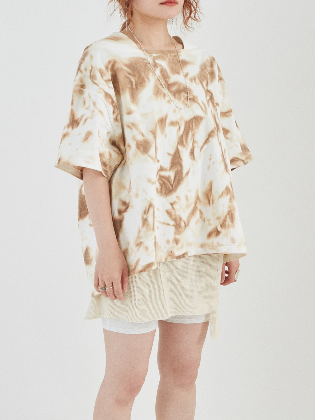 BAGGY BOAT S/S TEE COTTON JERSEY w/ TIE DYE AM-C0210 Beige