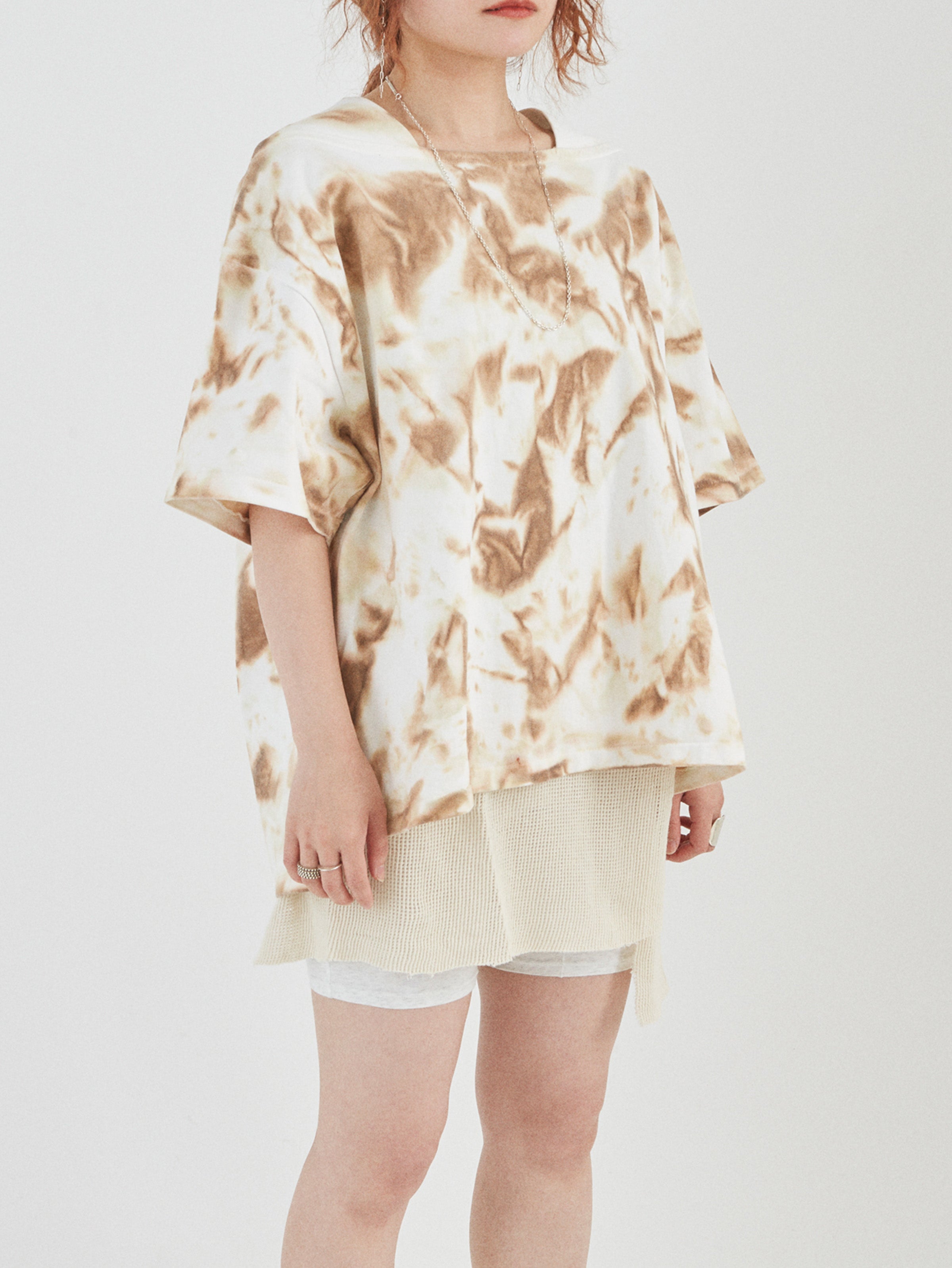 BAGGY BOAT S/S TEE COTTON JERSEY w/ TIE DYE AM-C0210 Beige