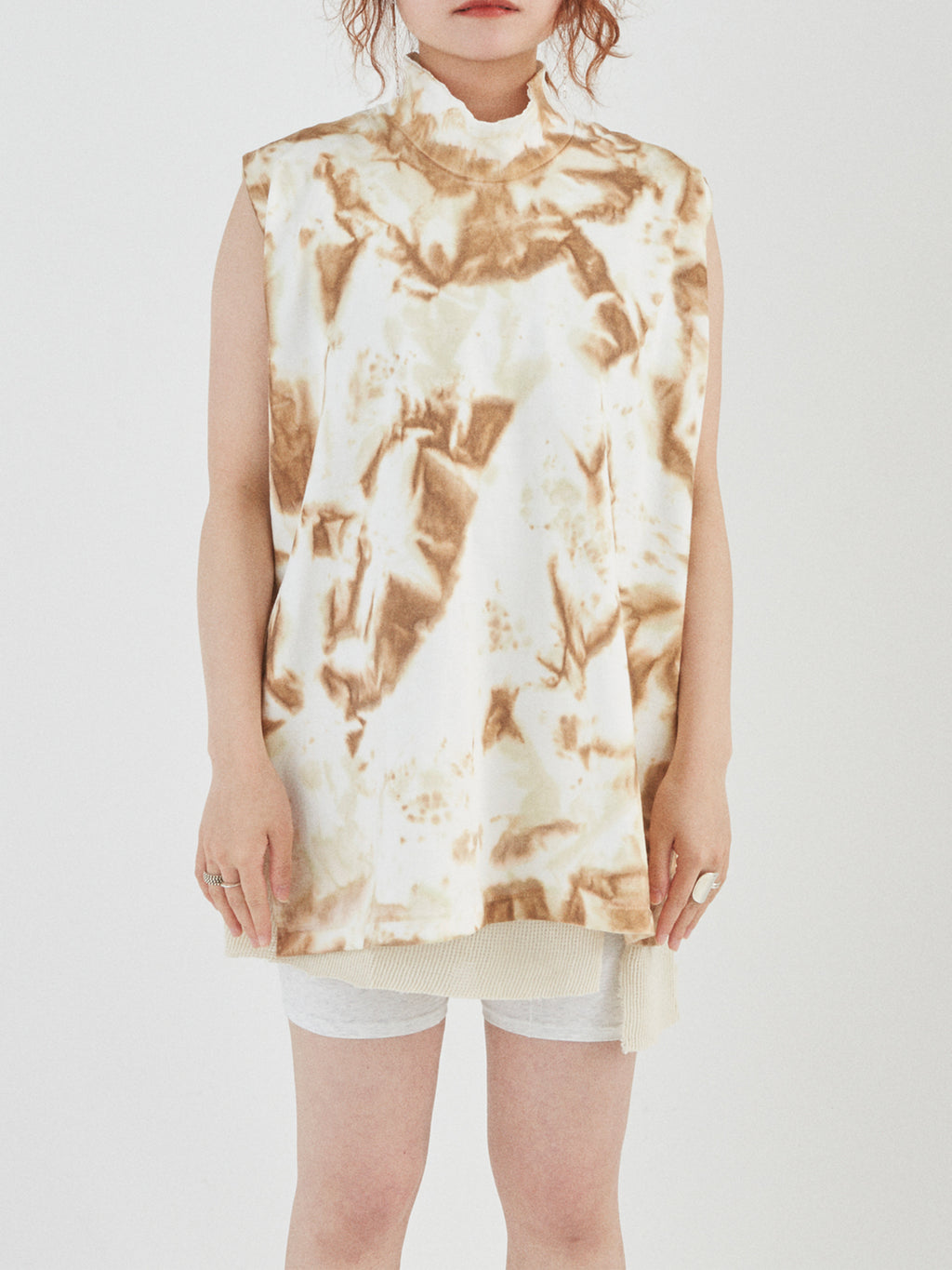 BAGGY N/S TEE COTTON JERSEY w/ TIE DYE AM-C0212 Beige