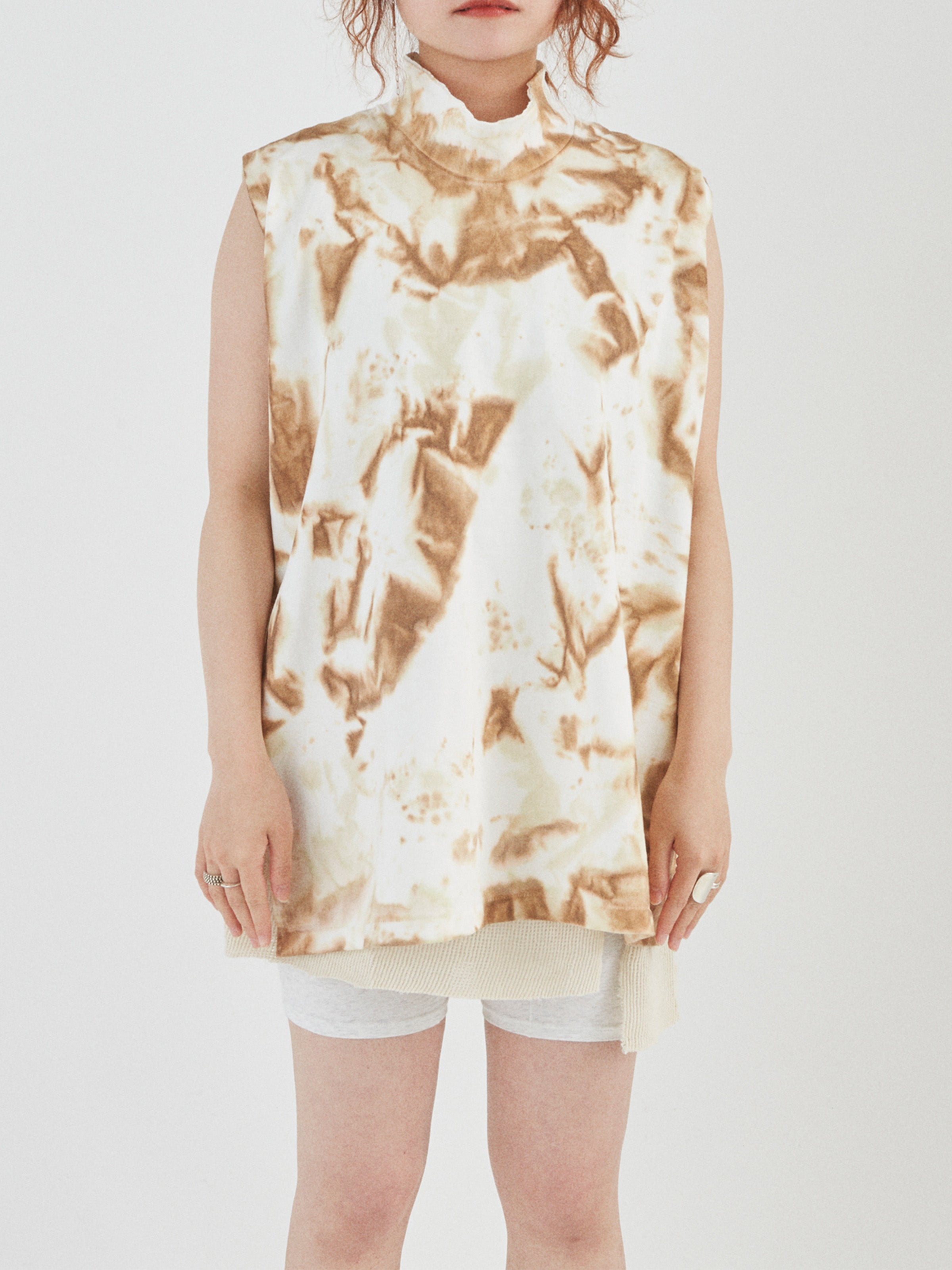 BAGGY N/S TEE COTTON JERSEY w/ TIE DYE AM-C0212 Beige