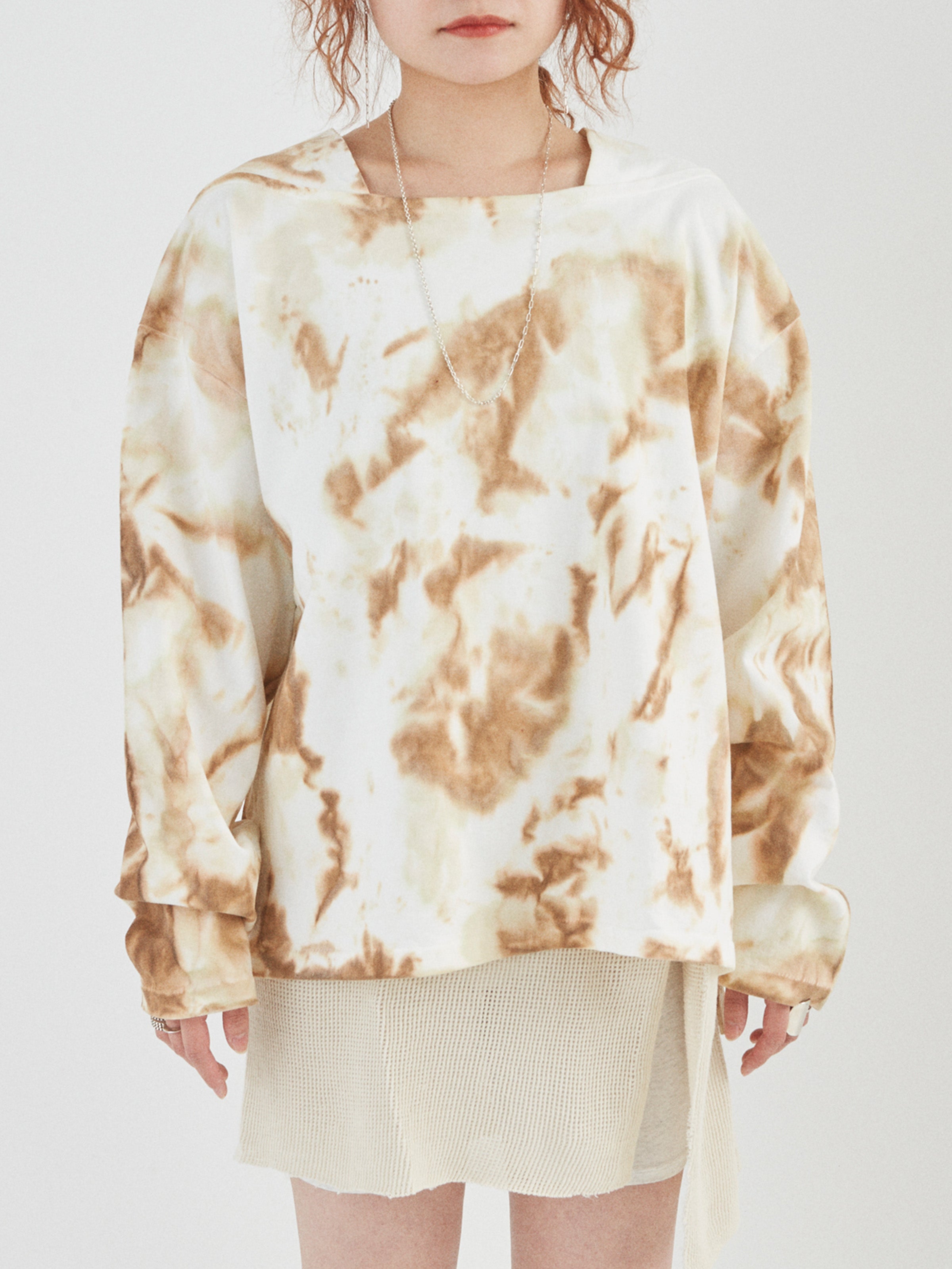 BAGGY BOAT L/S TEE COTTON JERSEY w/ TIE DYE AM-C0209 Beige