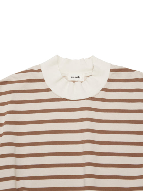 BAGGY L/S TEE COTTON BORDER JERSEY AM-C0203 Beige/Brown