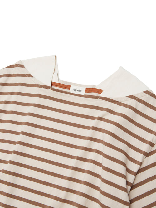 BAGGY BOAT S/S TEE COTTON BORDER JERSEY AM-C0202 Beige/Brown