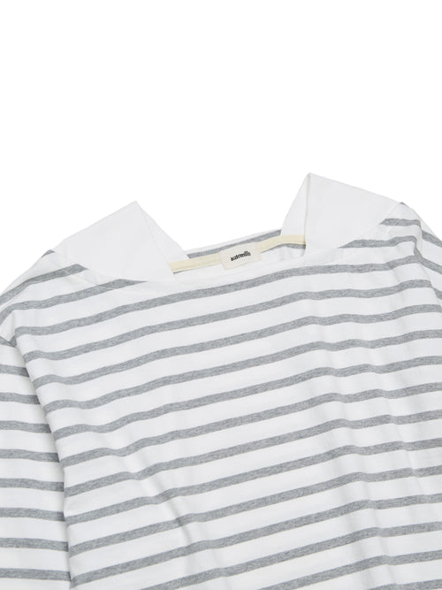 BAGGY BOAT L/S TEE COTTON BORDER JERSEY AM-C0201 White/Gray
