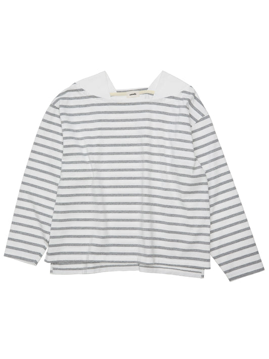 BAGGY BOAT L/S TEE COTTON BORDER JERSEY AM-C0201 White/Gray