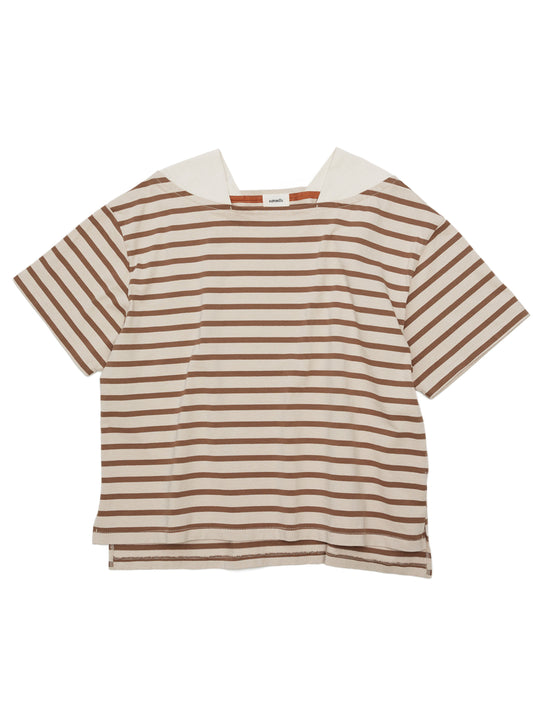 BAGGY BOAT S/S TEE COTTON BORDER JERSEY AM-C0202 Beige/Brown