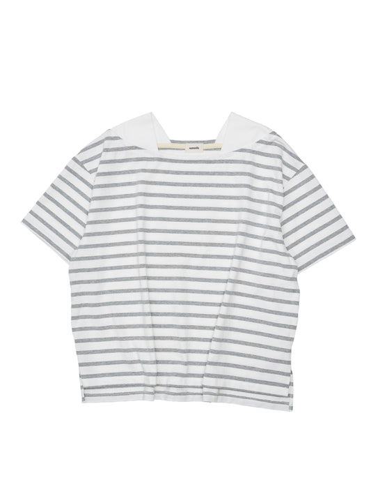 BAGGY BOAT S/S TEE COTTON BORDER JERSEY AM-C0202 White/Gray