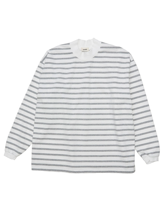 BAGGY L/S TEE COTTON BORDER JERSEY AM-C0203 White/Gray