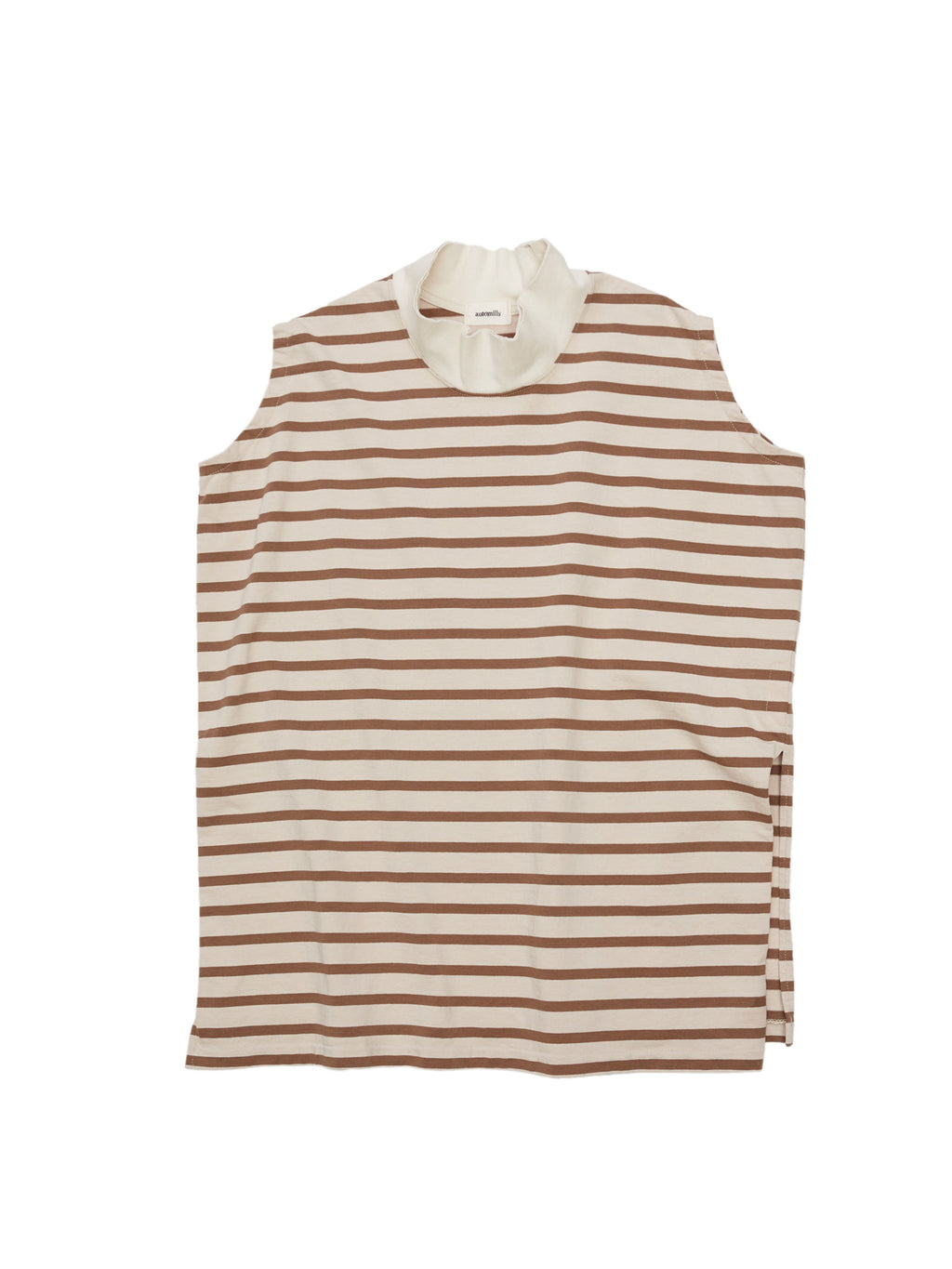 BAGGY N/S TEE COTTON BORDER JERSEY AM-C0204 Beige/Brown