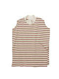 BAGGY N/S TEE COTTON BORDER JERSEY AM-C0204 Beige/Brown