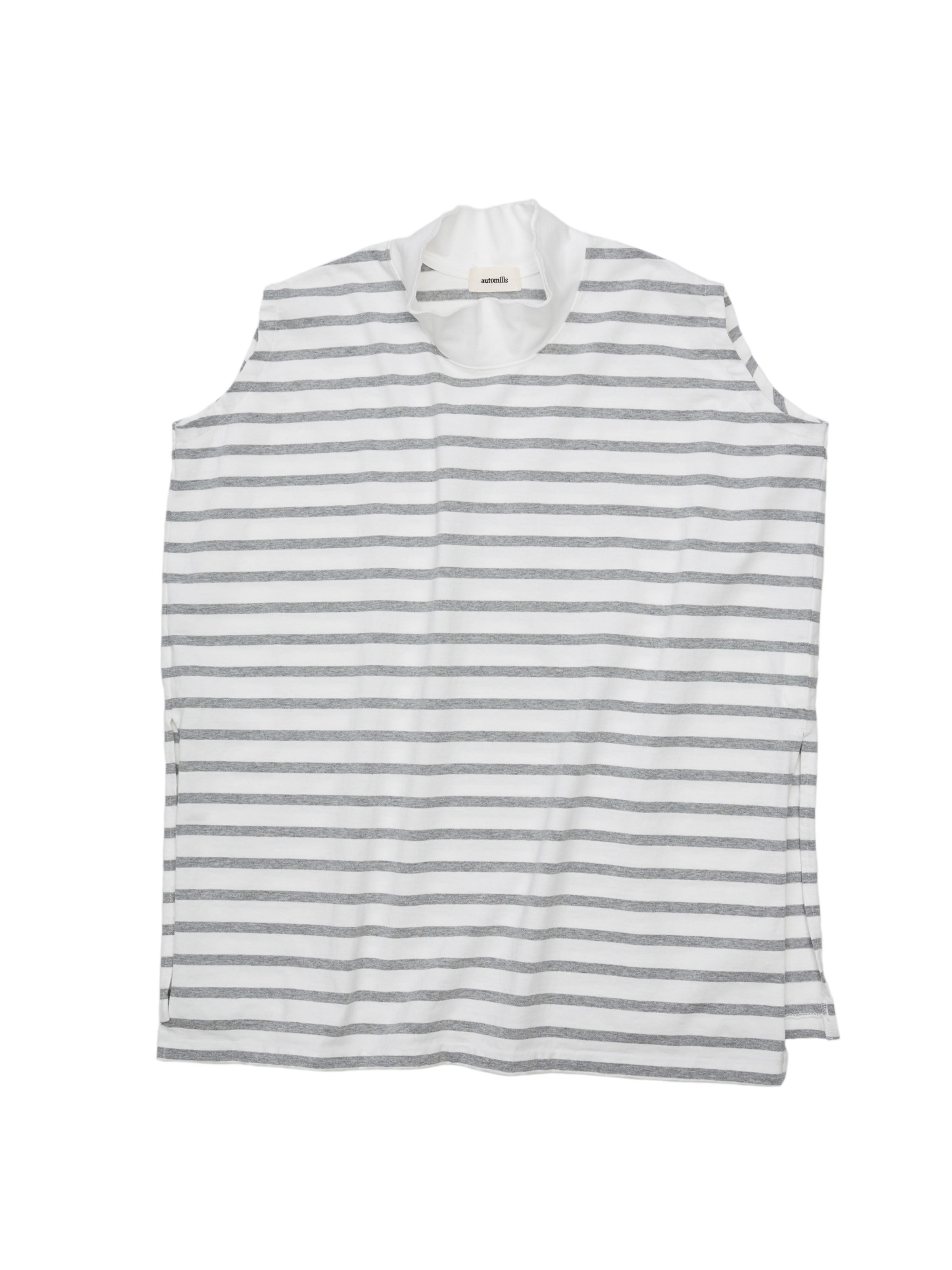 BAGGY N/S TEE COTTON BORDER JERSEY AM-C0204 White/Gray