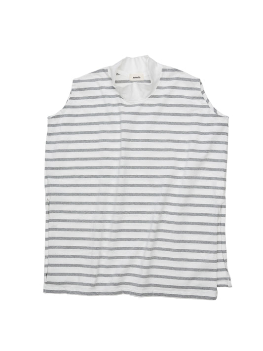 BAGGY N/S TEE COTTON BORDER JERSEY AM-C0204 White/Gray