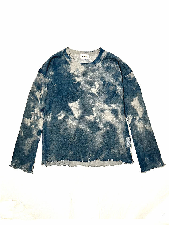 GRATEFUL TOPS LS COTTON MIX YARN w/TIE DYE PRINTED AM-K0205-B Navy blue